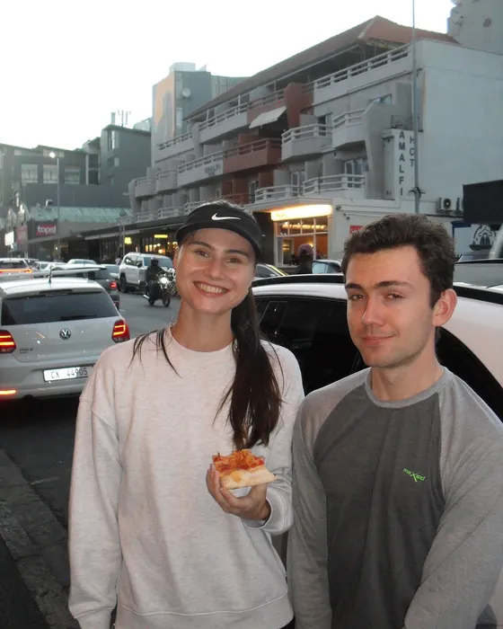 Two runners with slices after the run